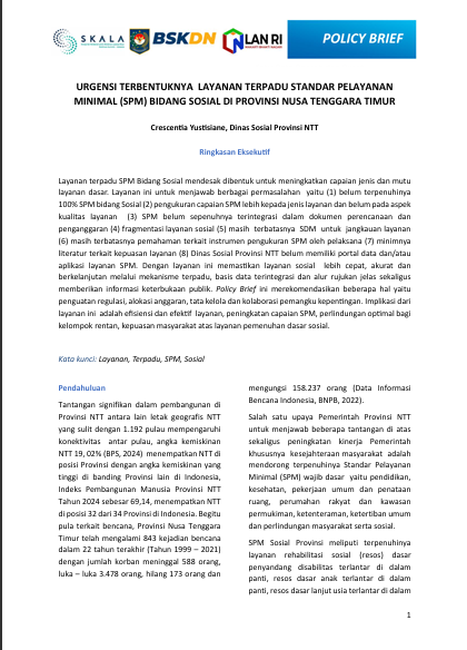 URGENSI TERBENTUKNYA  LAYANAN TERPADU STANDAR PELAYANAN  MINIMAL (SPM) BIDANG SOSIAL DI PROVINSI NUSA TENGGARA TIMUR